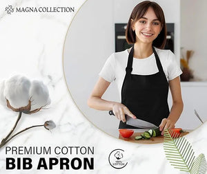 2 Pack Adjustable Black Bib Chef Aprons Magna Collection