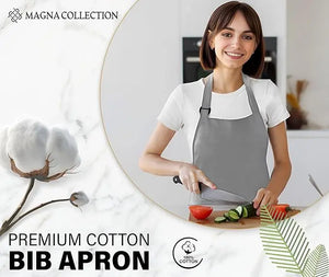 2 Pack Adjustable Grey Bib Chef Aprons Magna Collection