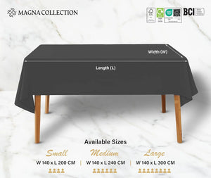 Charcoal Rectangular Table Cloth Magna Collection