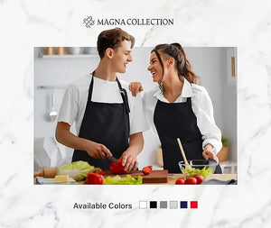 2 Pack Adjustable Black Bib Chef Aprons Magna Collection