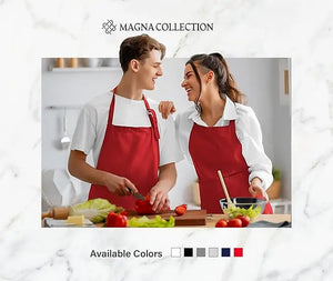 2 Pack Adjustable Red Bib Chef Aprons Magna Collection