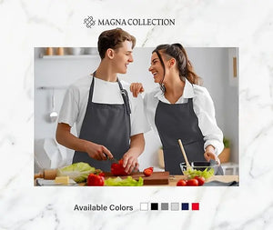 2 Pack Adjustable Charcoal Bib Chef Aprons Magna Collection