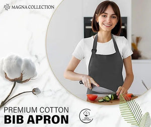 2 Pack Adjustable Charcoal Bib Chef Aprons Magna Collection