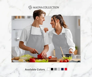 2 Pack Adjustable Grey Bib Chef Aprons Magna Collection