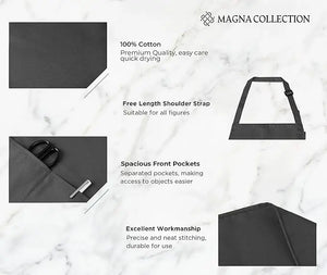 2 Pack Adjustable Charcoal Bib Chef Aprons Magna Collection