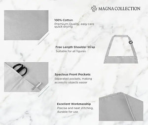 2 Pack Adjustable Grey Bib Chef Aprons Magna Collection