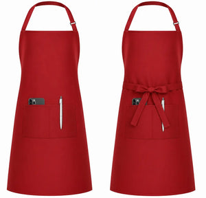 2 Pack Adjustable Red Bib Chef Aprons Magna Collection