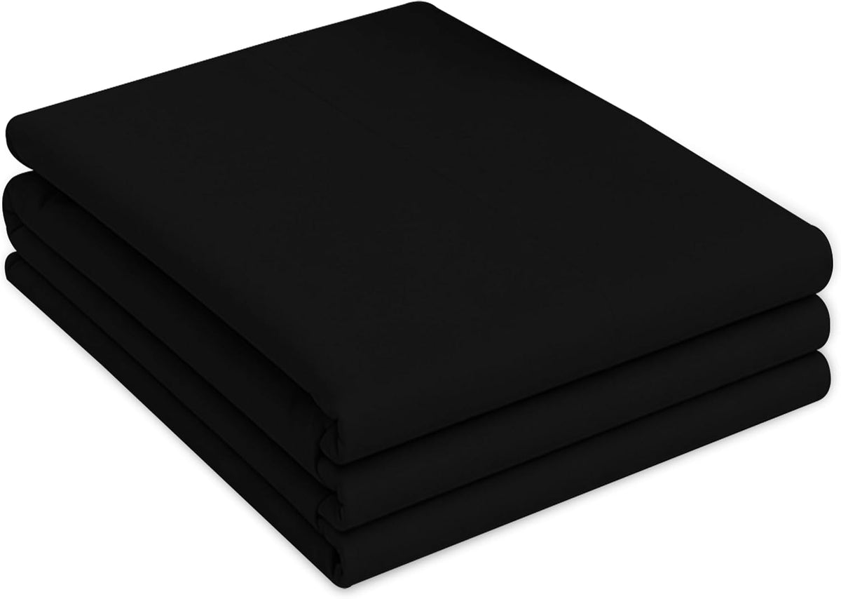Black Flat Bed Sheet 254 x 178 cm Soft Brushed Microfibre