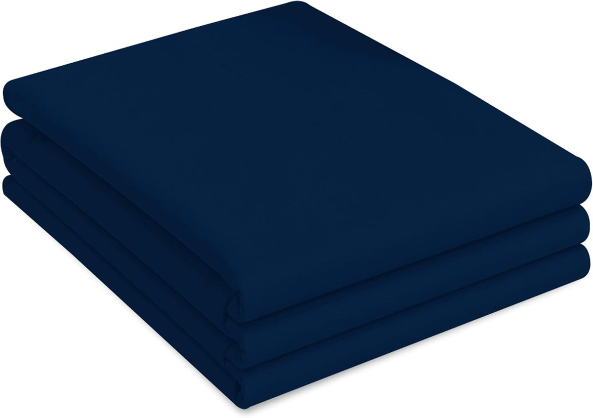 Navy Flat Bed Sheet 254 x 178 cm Soft Brushed Microfibre