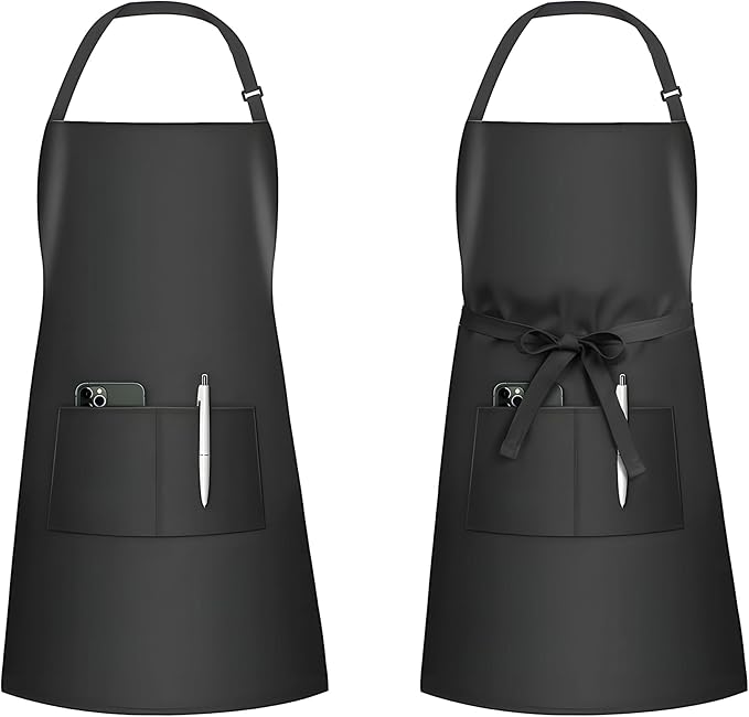 2 Pack Adjustable Charcoal Bib Chef Aprons