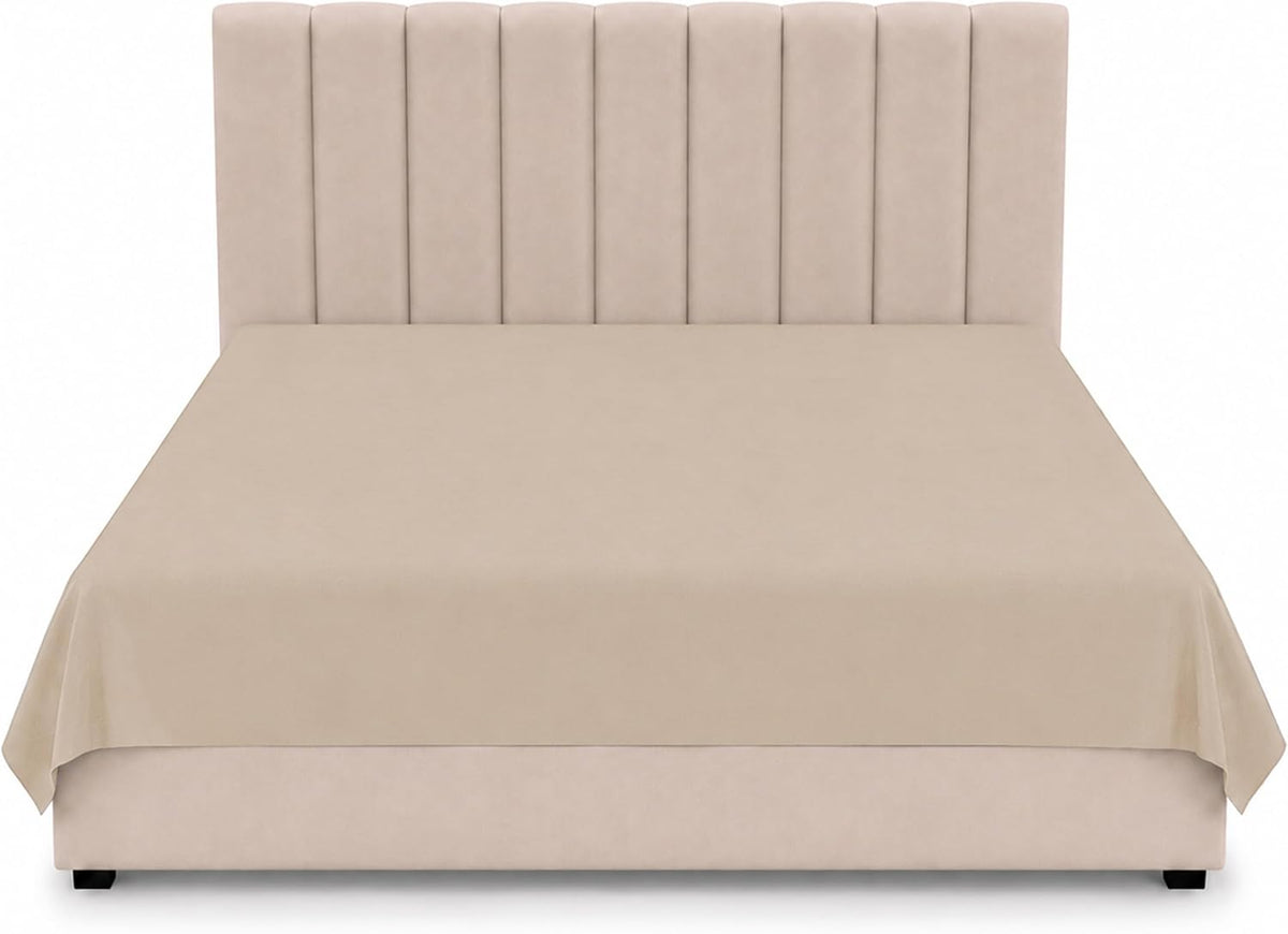 Beige Flat Bed Sheet 254 x 178 cm Soft Brushed Microfibre