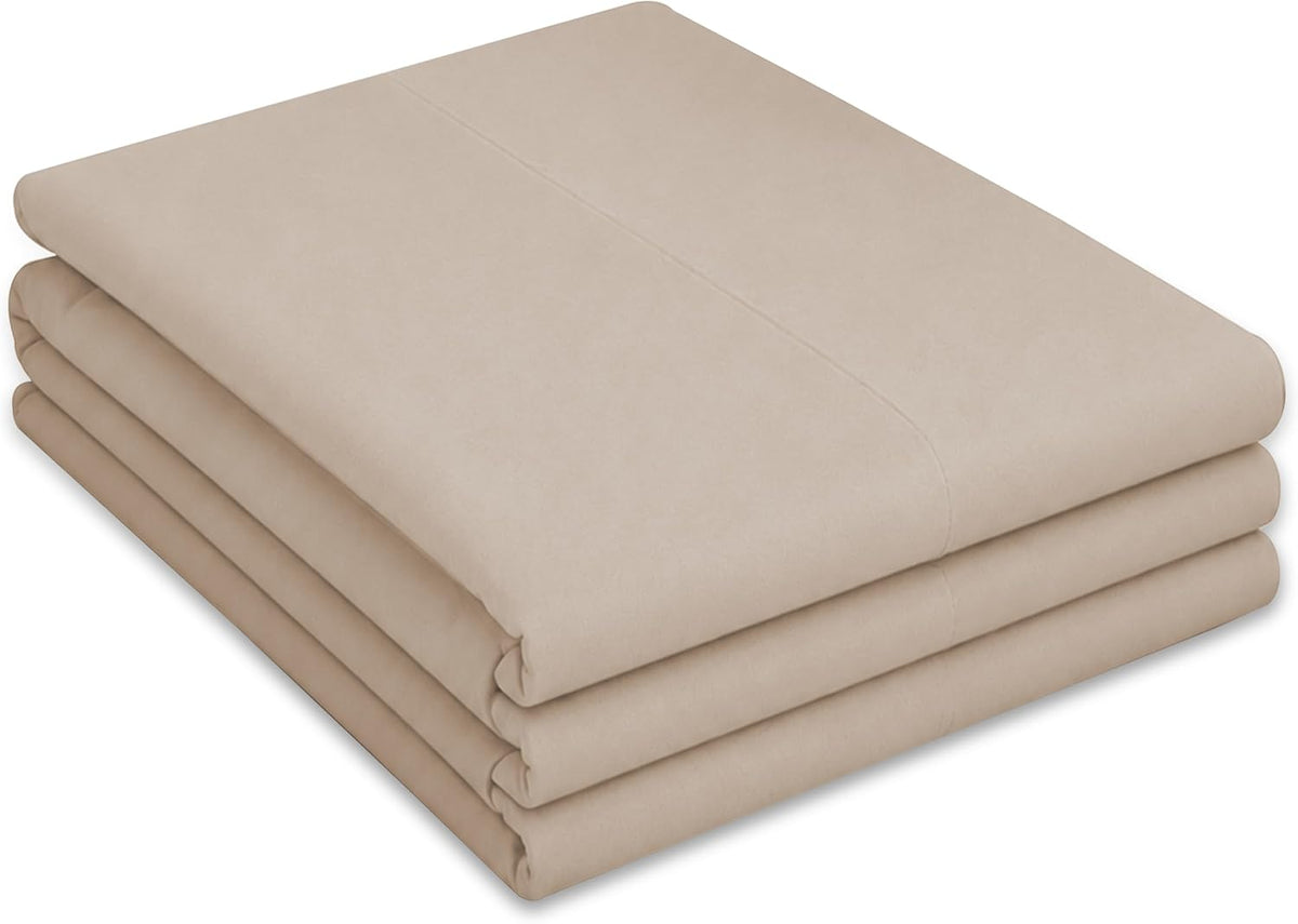 Beige Flat Bed Sheet 254 x 178 cm Soft Brushed Microfibre