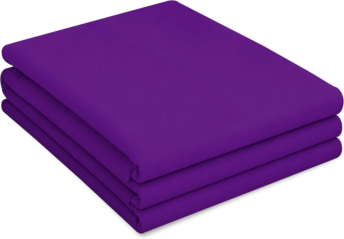 Purple Flat Bed Sheet 254 x 178 cm Soft Brushed Microfibre