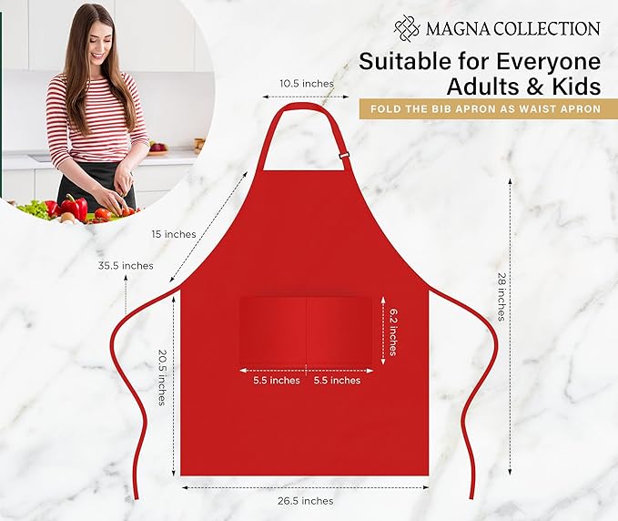 2 Pack Adjustable Red Bib Chef Aprons