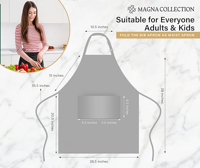 2 Pack Adjustable Grey Bib Chef Aprons