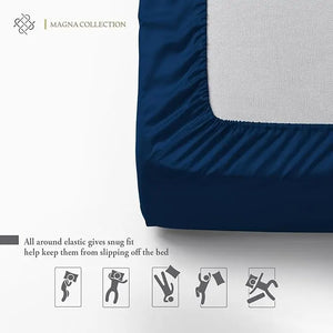 Navy Fitted Sheet Magna Collection