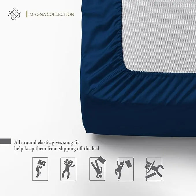 Navy Fitted Sheet Magna Collection
