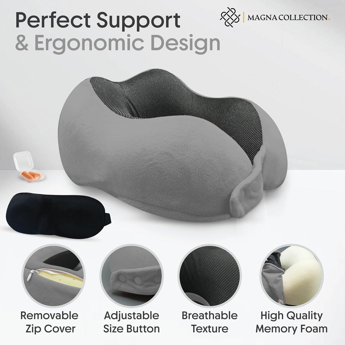 Grey Travel Neck Pillow