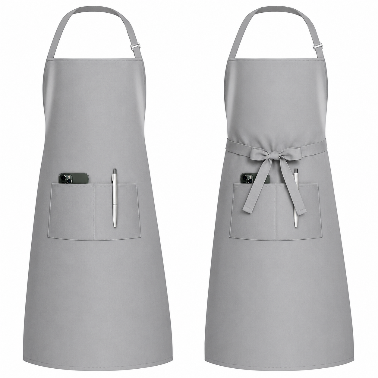 2 Pack Adjustable Grey Bib Chef Aprons