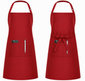 2 Pack Adjustable Red Bib Chef Aprons
