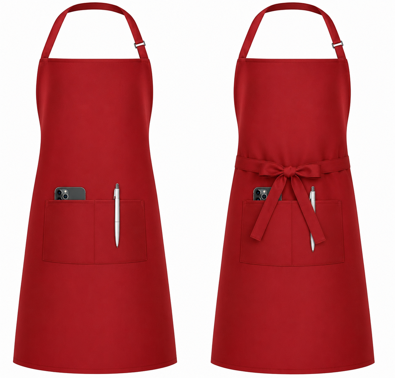 2 Pack Adjustable Red Bib Chef Aprons